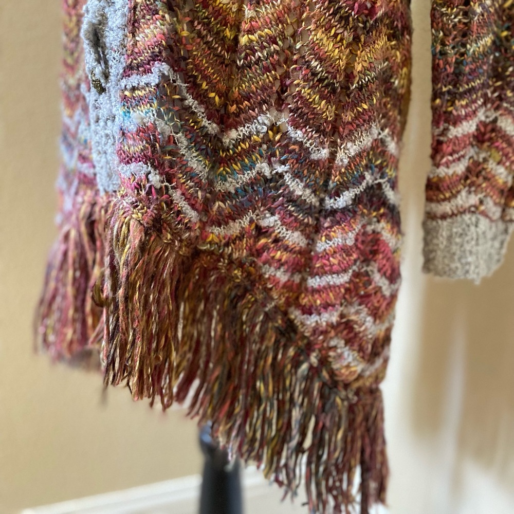 Zigzag Patterned Tunic Length Cardigan Sweater - image 6